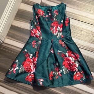 Place Kids Dress in Teal and Red Floral